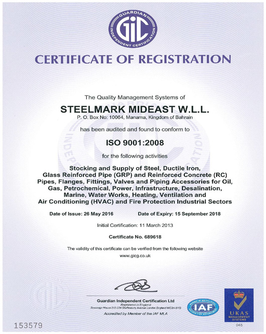 Steelmark ISO Certificate